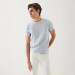 Blue Ice Pima Cotton Stretch Iconic T-Shirt - Patrick Assaraf