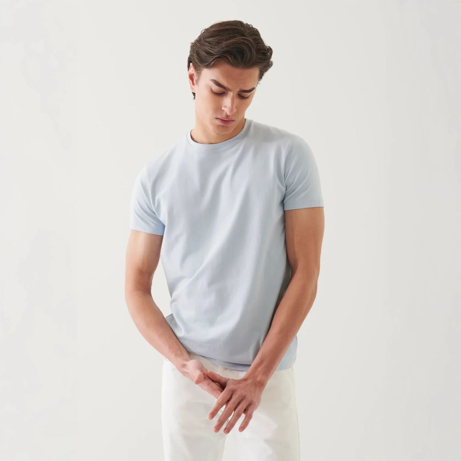 Blue Ice Pima Cotton Stretch Iconic T-Shirt - Patrick Assaraf 4 Blue Ice Pima Cotton Stretch Iconic T-Shirt - Patrick Assaraf - Image 2
