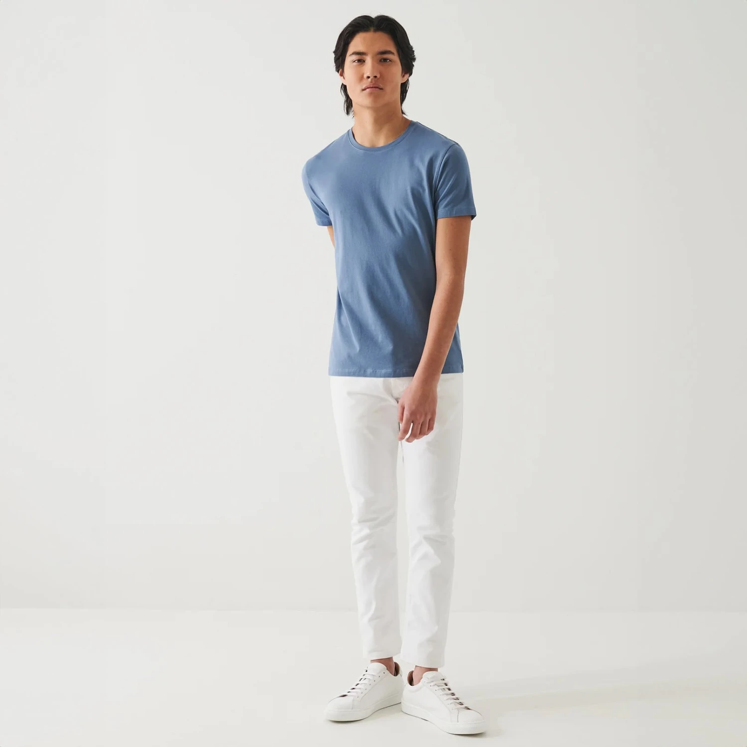 Steel Blue Pima Cotton Stretch Iconic T-Shirt - Patrick Assaraf 6 Steel Blue Pima Cotton Stretch Iconic T-Shirt - Patrick Assaraf - Image 4