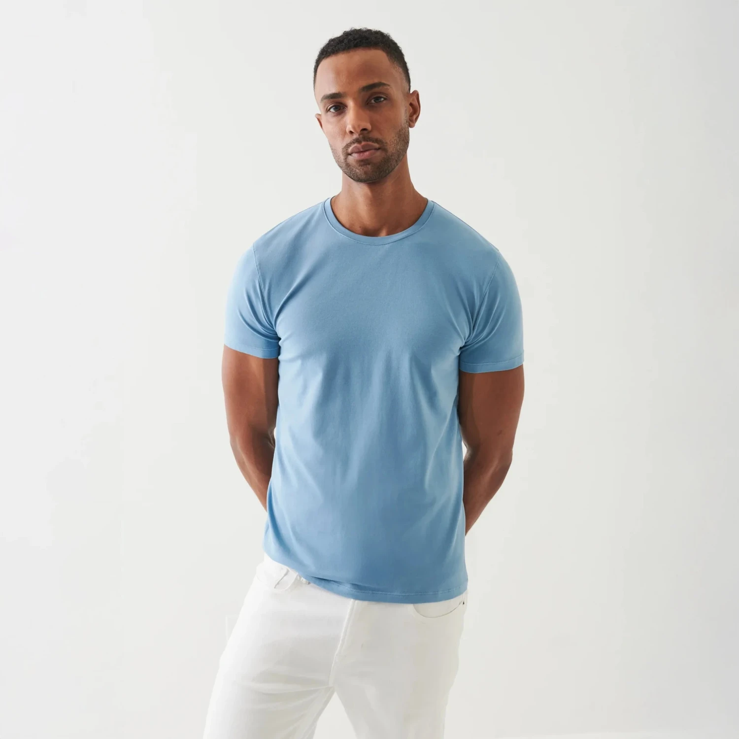 Country Blue Pima Cotton Stretch Iconic T-Shirt - Patrick Assaraf 3 Country Blue Pima Cotton Stretch Iconic T-Shirt - Patrick Assaraf