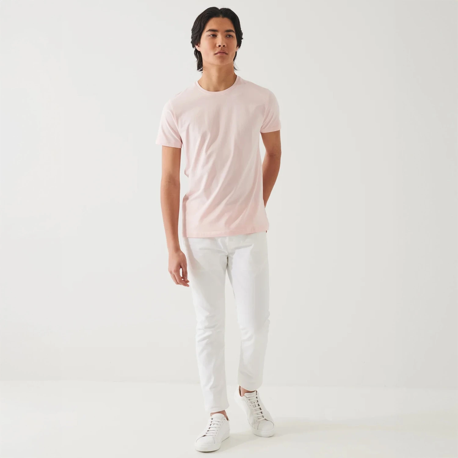 Pale Pink Pima Cotton Stretch Iconic T-Shirt - Patrick Assaraf 4 Pale Pink Pima Cotton Stretch Iconic T-Shirt - Patrick Assaraf - Image 2