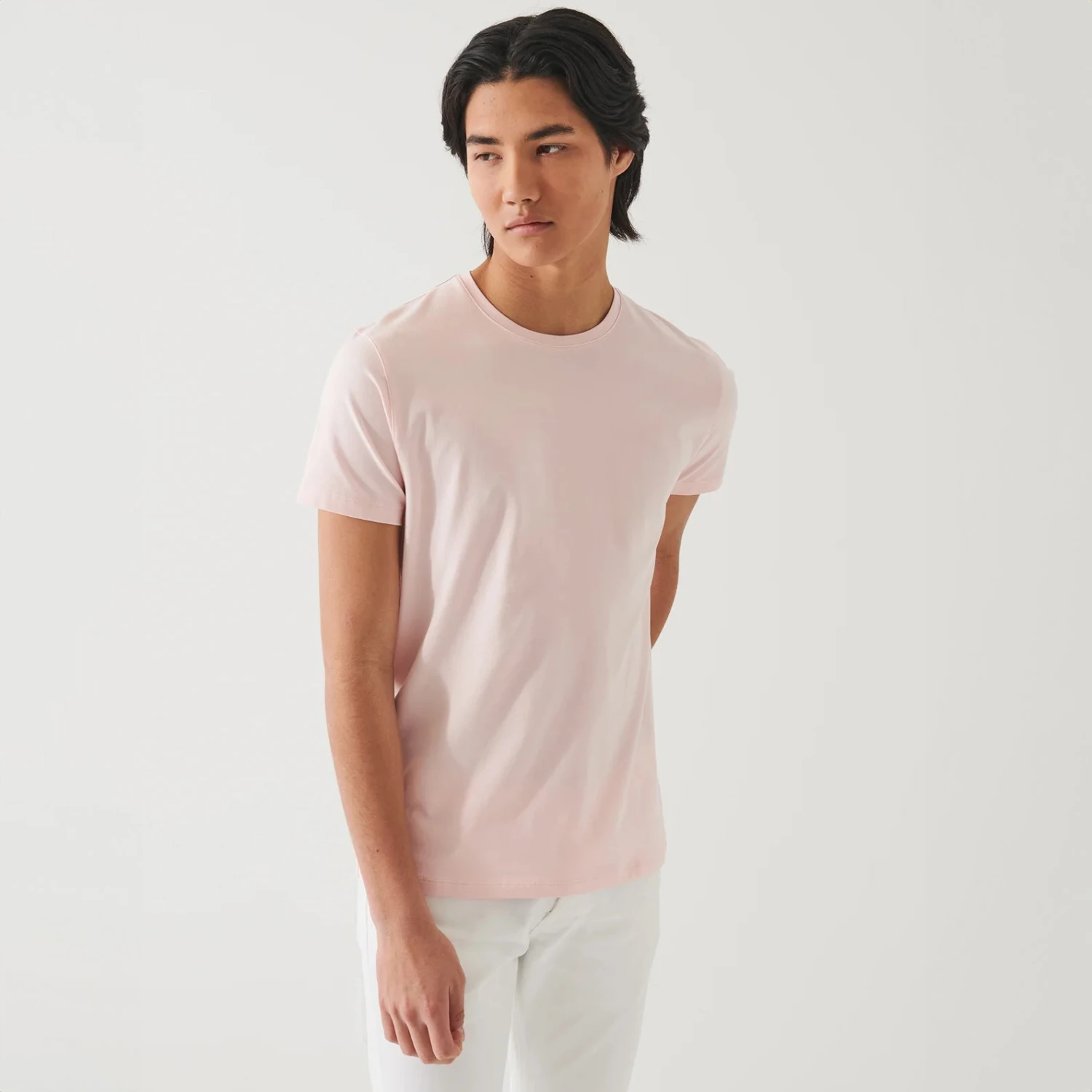 Pale Pink Pima Cotton Stretch Iconic T-Shirt - Patrick Assaraf 5 Pale Pink Pima Cotton Stretch Iconic T-Shirt - Patrick Assaraf - Image 3