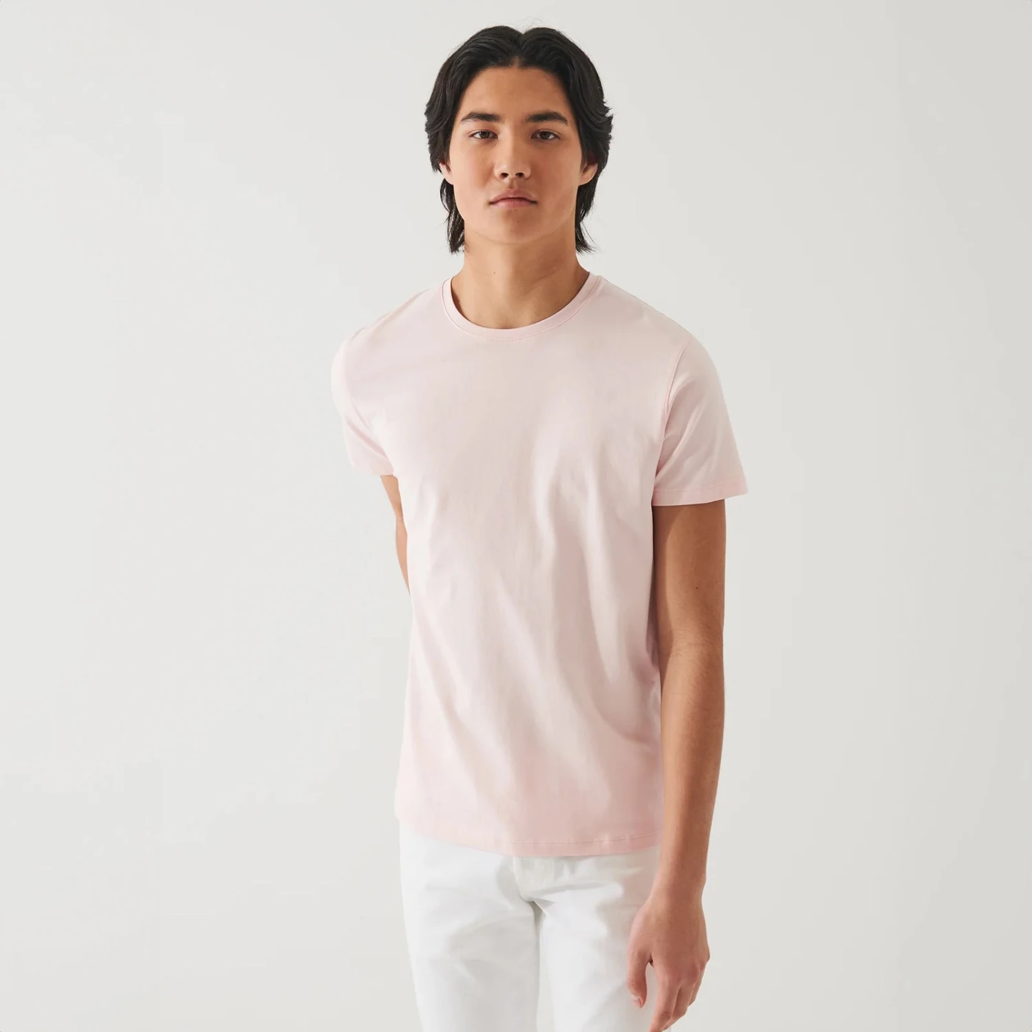 Pale Pink Pima Cotton Stretch Iconic T-Shirt - Patrick Assaraf 3 Pale Pink Pima Cotton Stretch Iconic T-Shirt - Patrick Assaraf