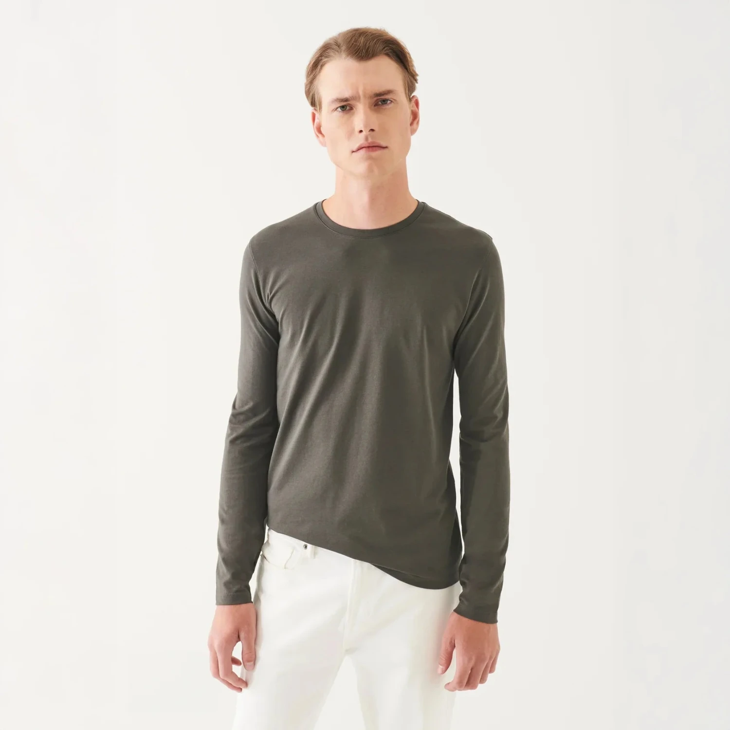 Thyme Pima Cotton Stretch Iconic Long-Sleeve T-Shirt - Patrick Assaraf 3 Thyme Pima Cotton Stretch Iconic Long-Sleeve T-Shirt - Patrick Assaraf