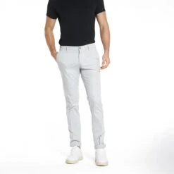 Light Gray Chino Gaberdine Stretch Slim Fit Pants - Mason's