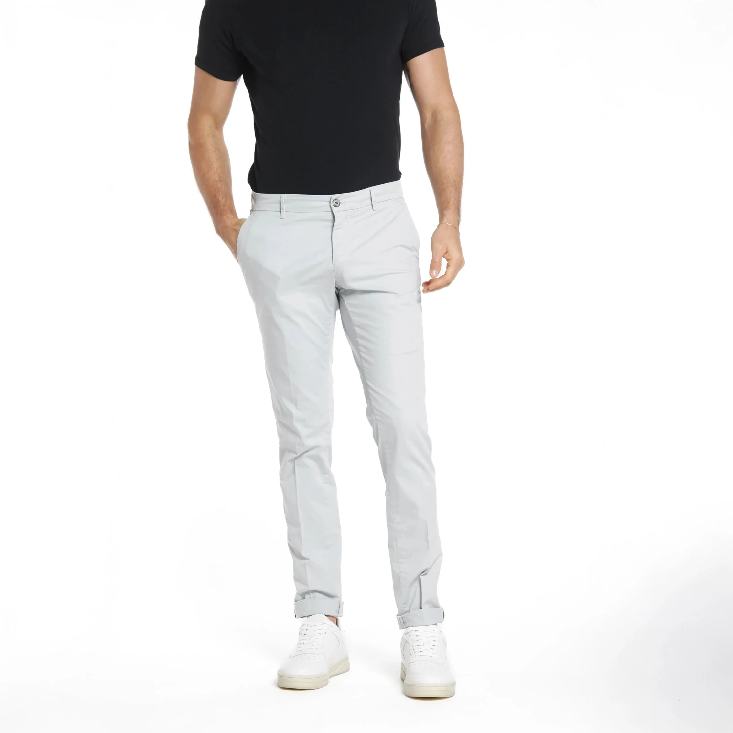 Light Gray Chino Gaberdine Stretch Slim Fit Pants - Mason's 3 Light Gray Chino Gaberdine Stretch Slim Fit Pants - Mason's