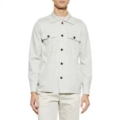 Ice Gray Herringbone Jersey Stretch Overshirt - ELEVENTY