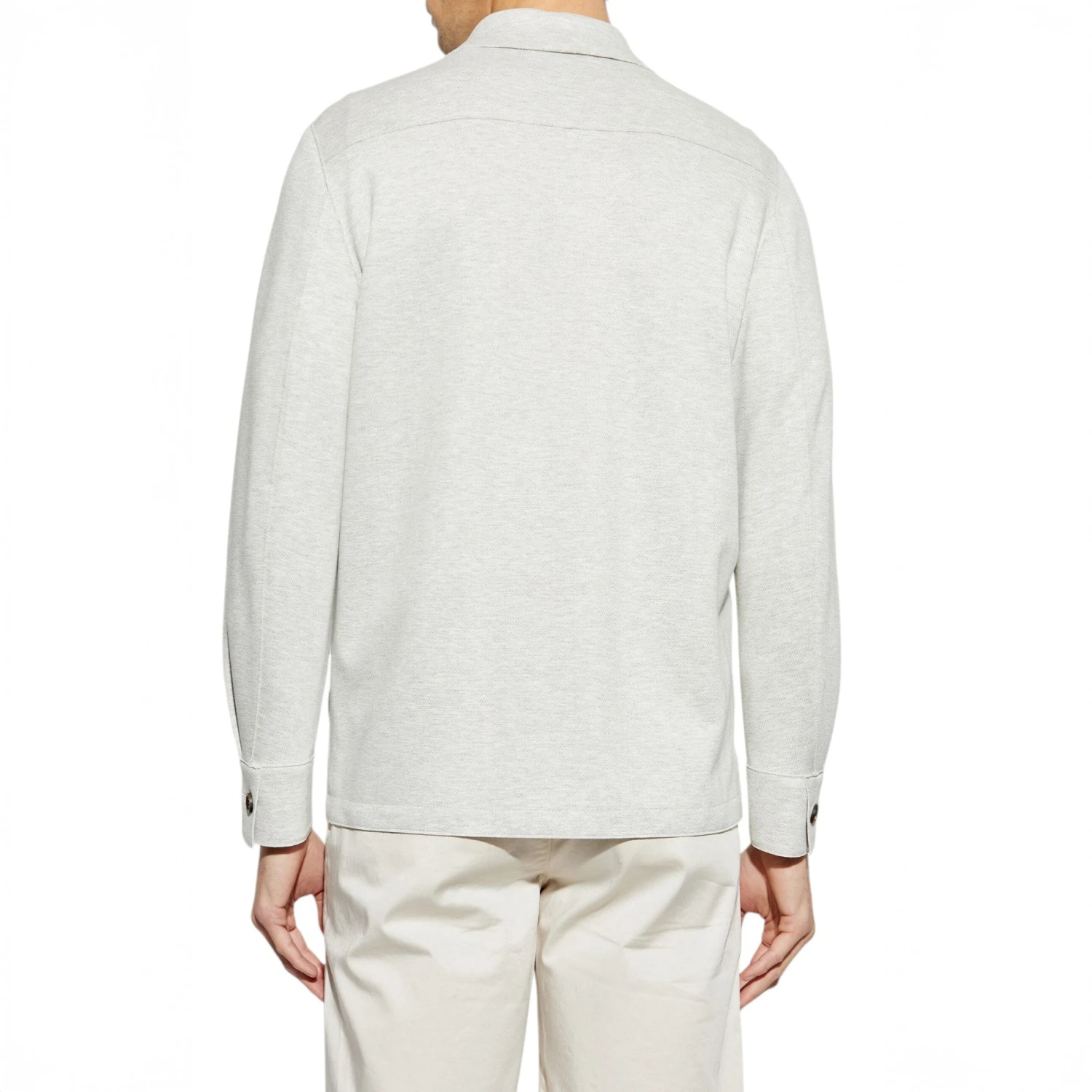 Ice Gray Herringbone Jersey Stretch Overshirt - ELEVENTY 4 Ice Gray Herringbone Jersey Stretch Overshirt - ELEVENTY - Image 2