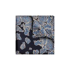 Navy Blue Paisley Silk Pocket Square - ETON -ETON Store A000337742900 tpsfo 1