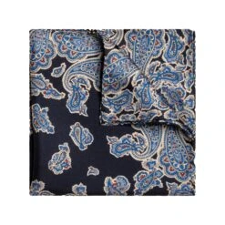 Navy Blue Paisley Silk Pocket Square - ETON -ETON Store A000337742900 tpsfo 1 st
