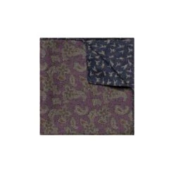 Dark Purple Two-Side Wool Flannel Pocket Square - ETON