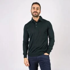 Deep Green Royal Merino Wool Polo Shirt - FILIPPO DE LAURENTIIS