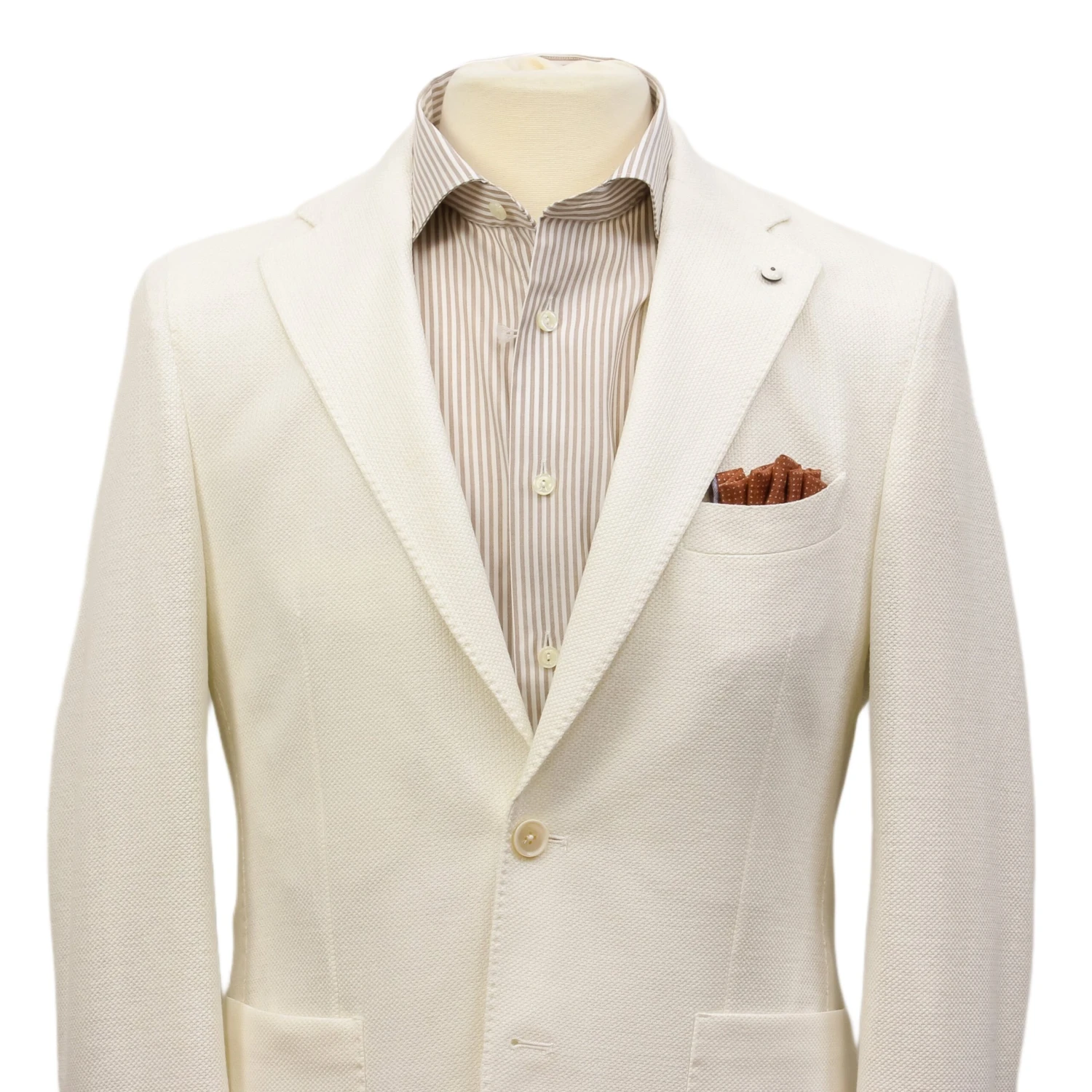 Off-White Linen-Cotton Jersey Tailored Unconstructed Sport Jacket - L.B.M. 1911 8 Off-White Linen-Cotton Jersey Tailored Unconstructed Sport Jacket - L.B.M. 1911 - Image 6