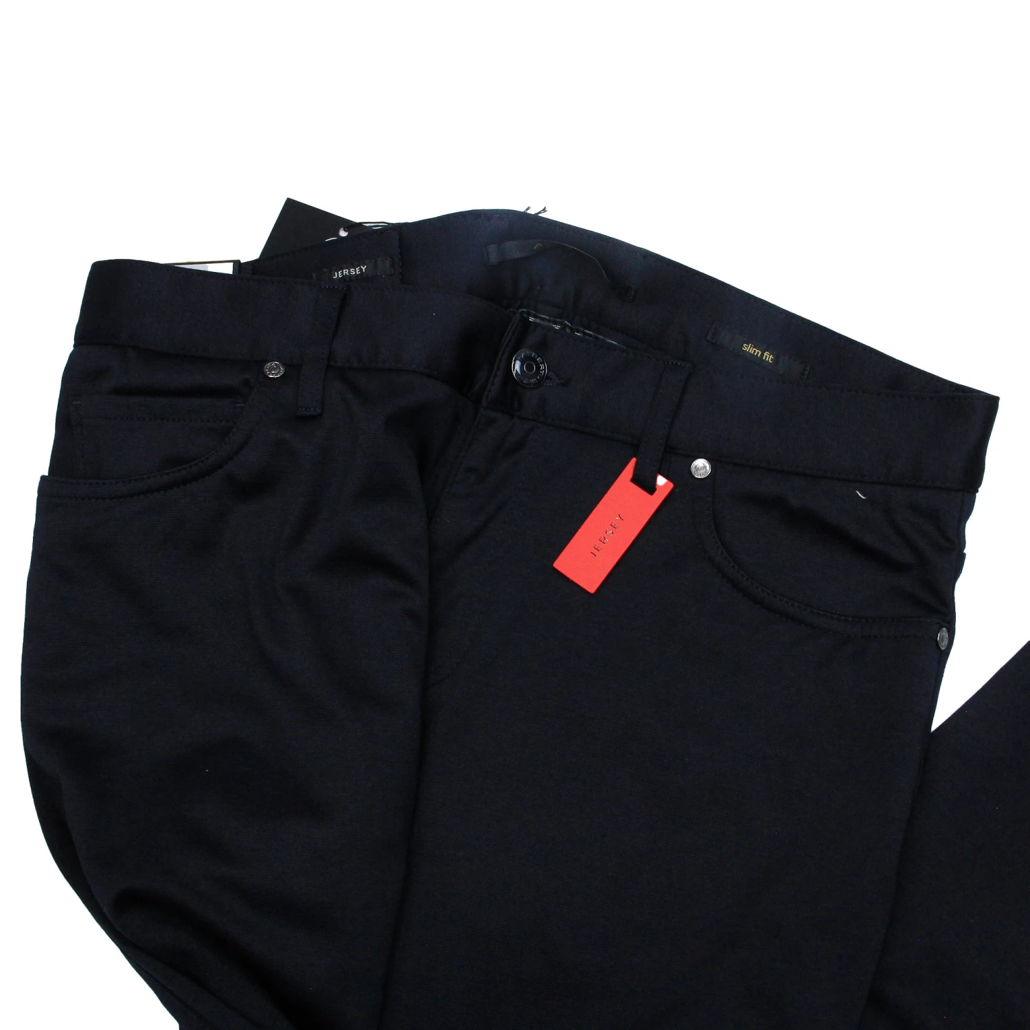 Navy Blue Slim Fit Super Jersey Five-Pocket Pants - ALBERTO 6 Navy Blue Slim Fit Super Jersey Five-Pocket Pants - ALBERTO - Image 4