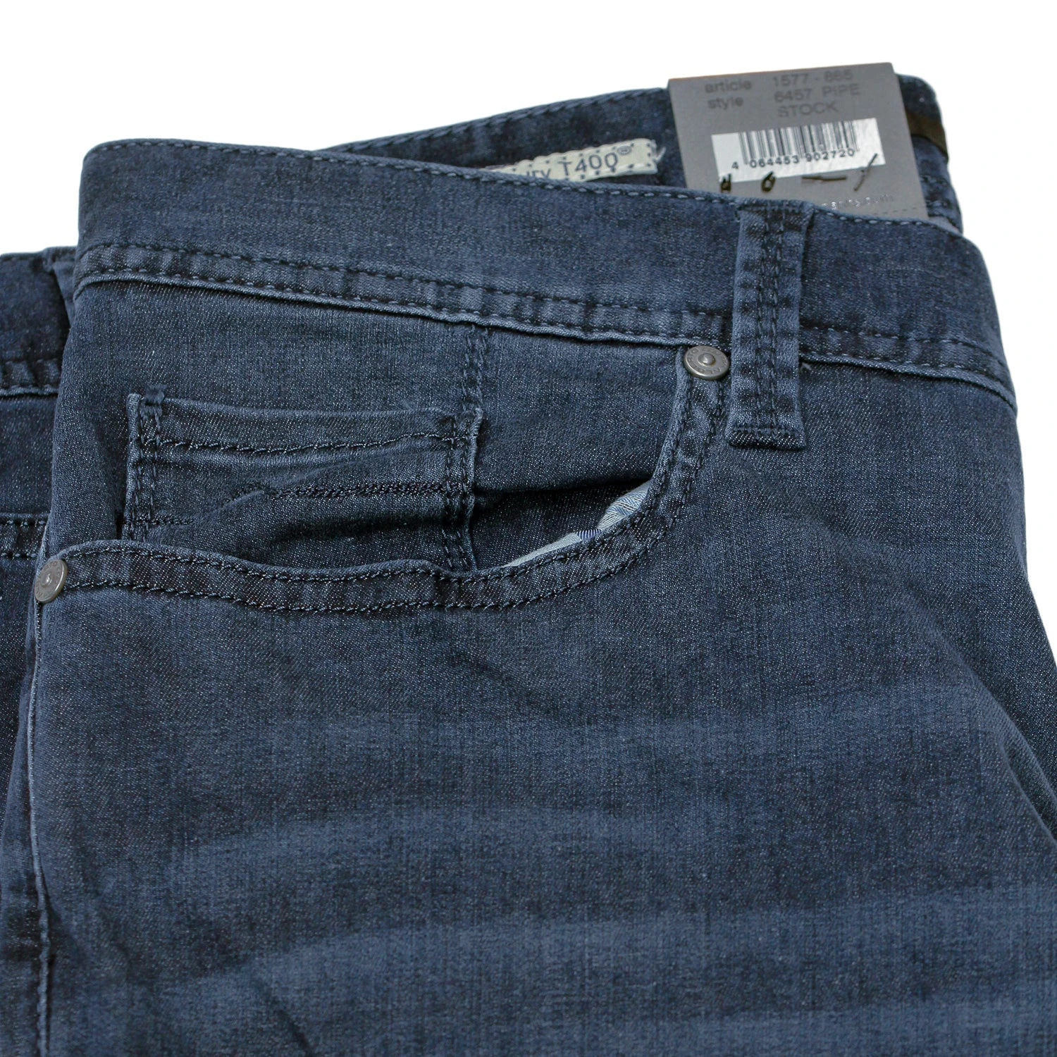 Mid Blue Denim Tencel-Cotton Regular Fit (Pipe) Jeans - Alberto 10 Mid Blue Denim Tencel-Cotton Regular Fit (Pipe) Jeans - Alberto - Image 8