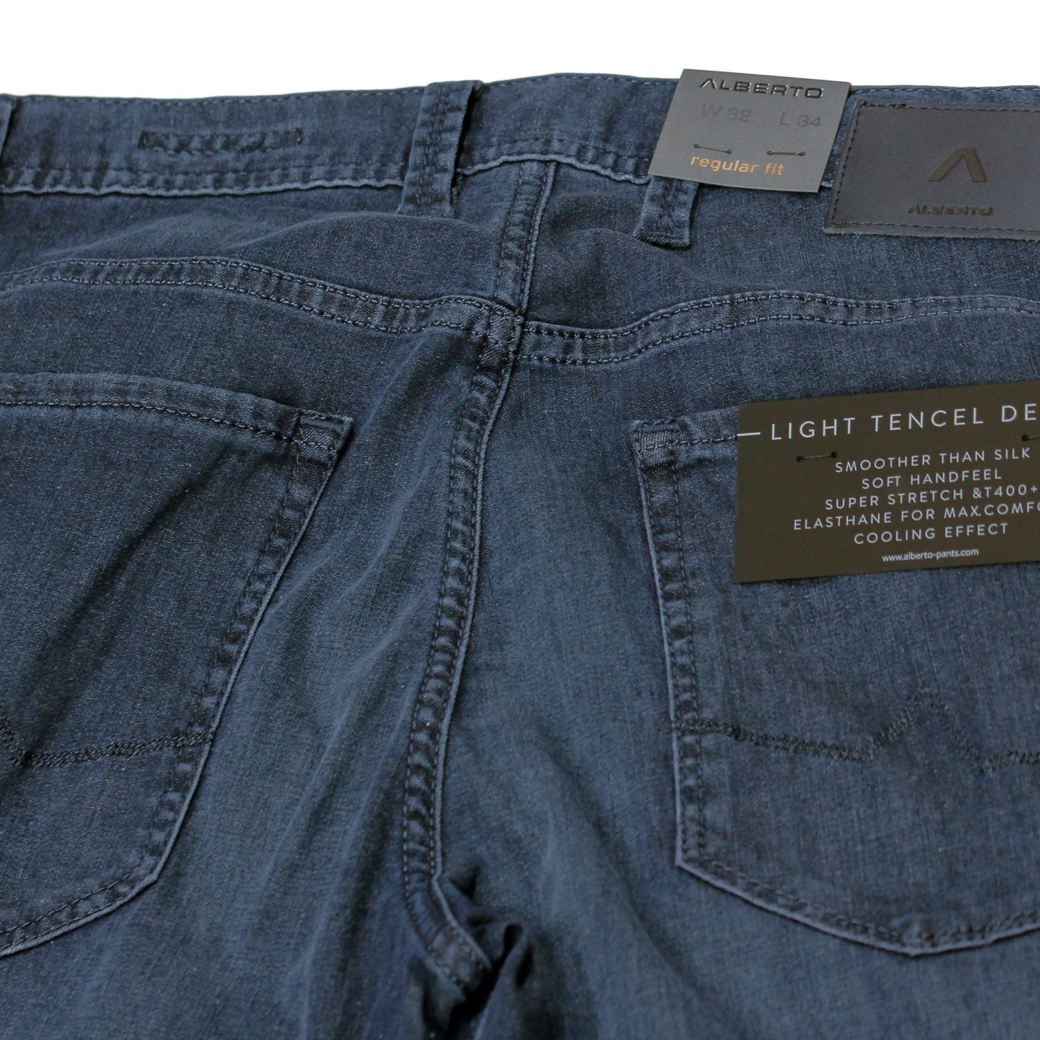 Mid Blue Denim Tencel-Cotton Regular Fit (Pipe) Jeans - Alberto 12 Mid Blue Denim Tencel-Cotton Regular Fit (Pipe) Jeans - Alberto - Image 10