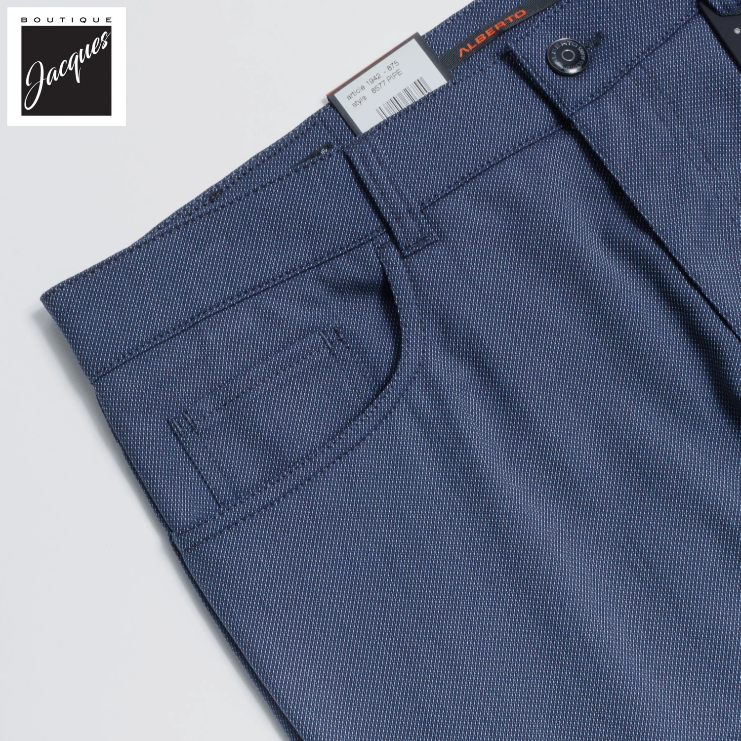 Mid Blue Two-Tone Ceramica Pipe Five Pocket Pants - ALBERTO 4 Mid Blue Two-Tone Ceramica Pipe Five Pocket Pants - ALBERTO - Image 2