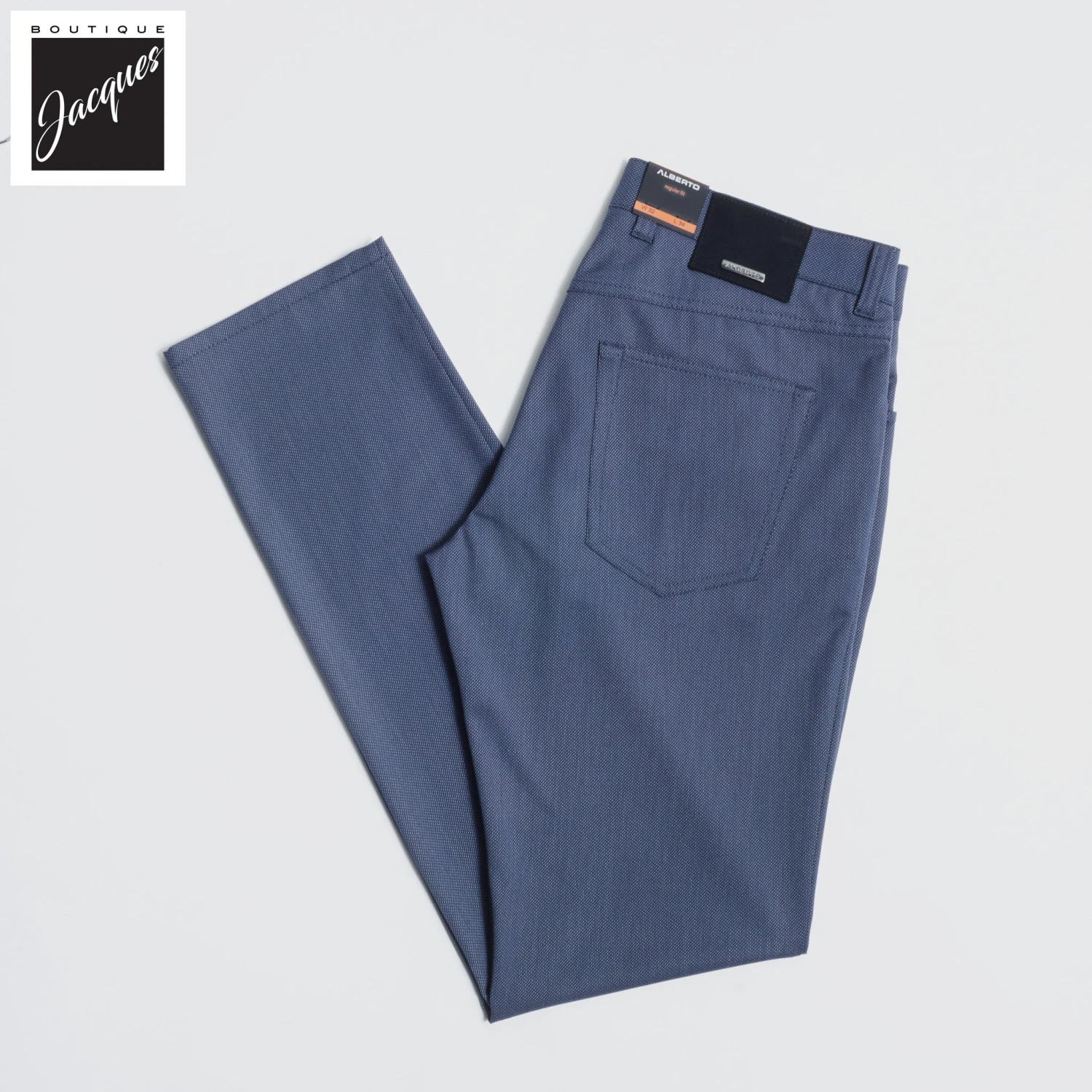 Mid Blue Two-Tone Ceramica Pipe Five Pocket Pants - ALBERTO 3 Mid Blue Two-Tone Ceramica Pipe Five Pocket Pants - ALBERTO