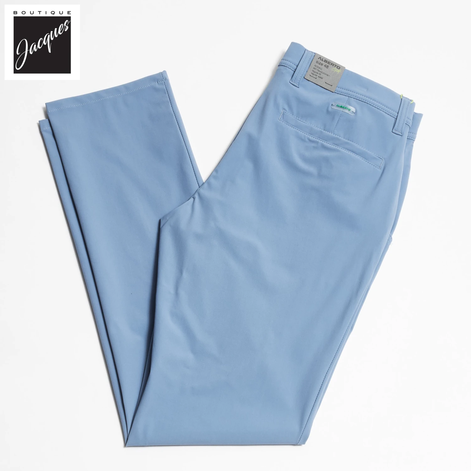Blue Technical Stretch Fabric Chino-Style Golf Pants - ALBERTO 3 Blue Technical Stretch Fabric Chino-Style Golf Pants - ALBERTO