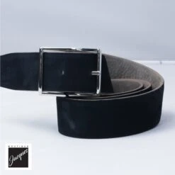 Taupe And Navy Reversible Nubuck Suede Leather Belt - Anderson's