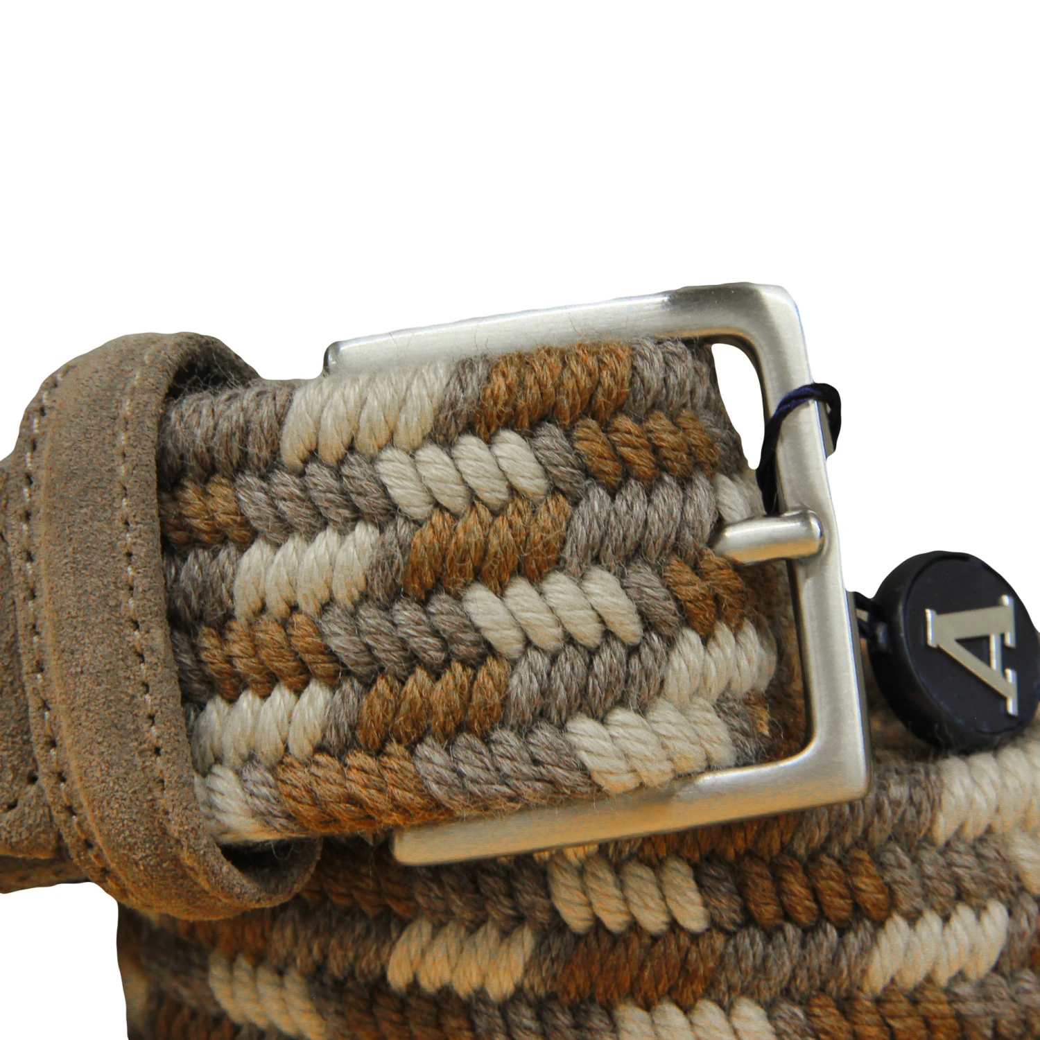 Brown & Cream Multicolour Cashmere-Wool Woven Stretch Belt - Anderson's 4 Brown & Cream Multicolour Cashmere-Wool Woven Stretch Belt - Anderson's - Image 2