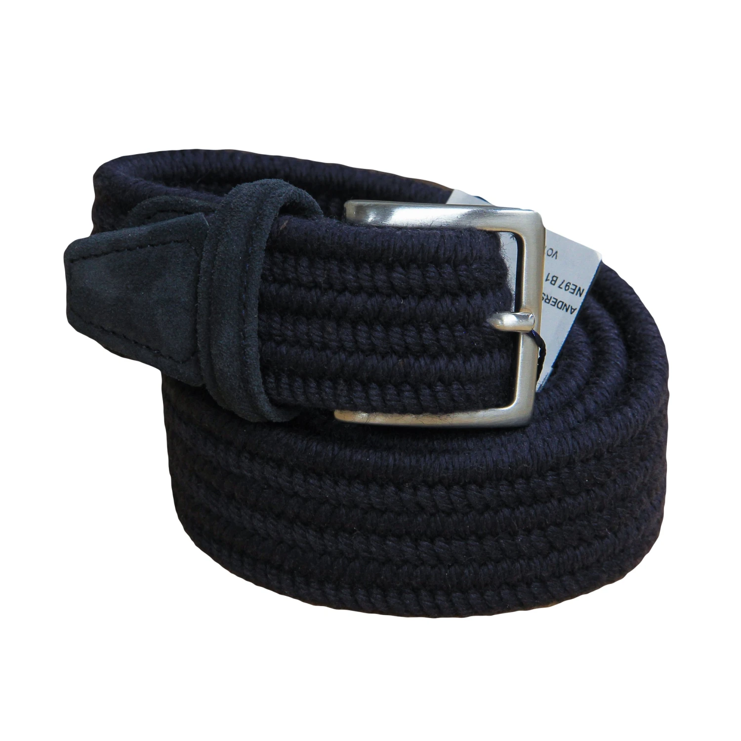 Rich Navy Solid Cashmere-Wool Woven Stretch Belt - Anderson's 3 Rich Navy Solid Cashmere-Wool Woven Stretch Belt - Anderson's