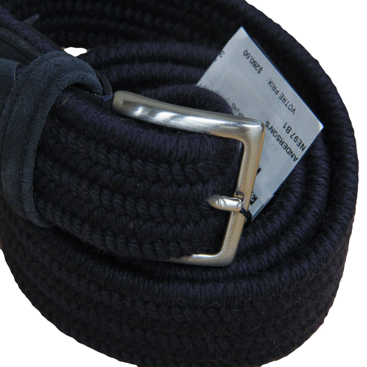 Rich Navy Solid Cashmere-Wool Woven Stretch Belt - Anderson's 4 Rich Navy Solid Cashmere-Wool Woven Stretch Belt - Anderson's - Image 2