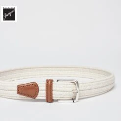 Café Cream Linen Cotton Woven Stretch Belt - Anderson's 7 Café Cream Linen Cotton Woven Stretch Belt - Anderson's -ETON Store ANDERSON SNE119 002 1