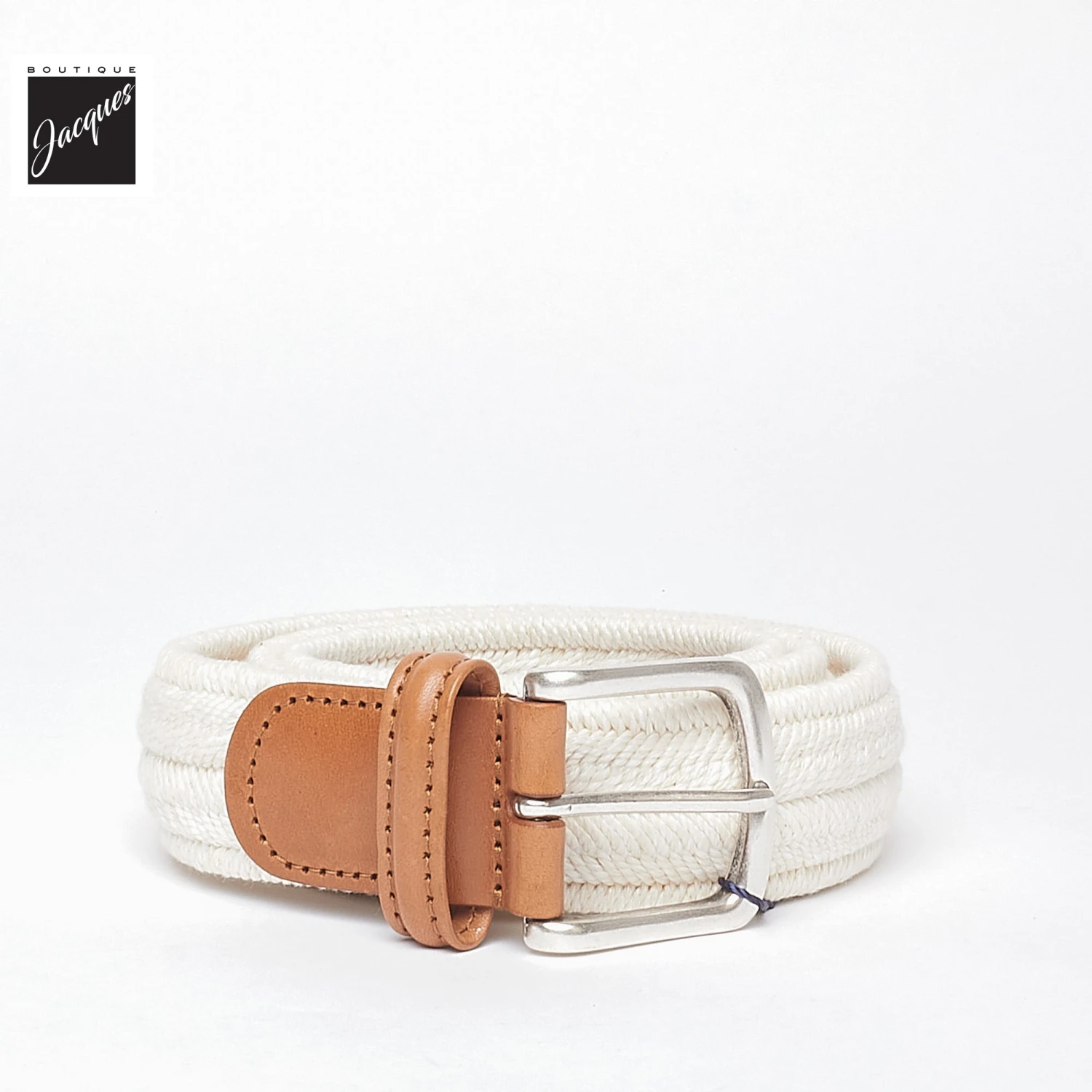 Café Cream Linen Cotton Woven Stretch Belt - Anderson's 3 Café Cream Linen Cotton Woven Stretch Belt - Anderson's