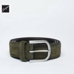 Dark Olive Green Suede Belt - Anderson's