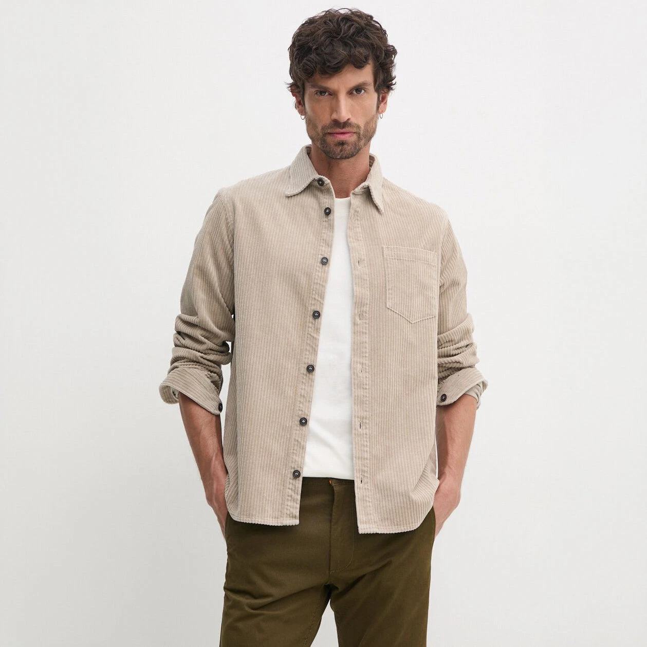 Paul&Shark Beige Cotton-Stretch Corduroy Overshirt W/ Moon Badge - Paul & Shark 3 Paul&Shark Beige Cotton-Stretch Corduroy Overshirt W/ Moon Badge - Paul & Shark