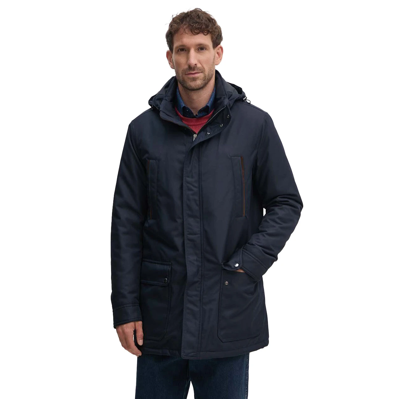 Paul&Shark Navy Typhoon Waterproof Hooded Car-Coat W/ Alcantara Trim - Paul & Shark 3 Paul&Shark Navy Typhoon Waterproof Hooded Car-Coat W/ Alcantara Trim - Paul & Shark
