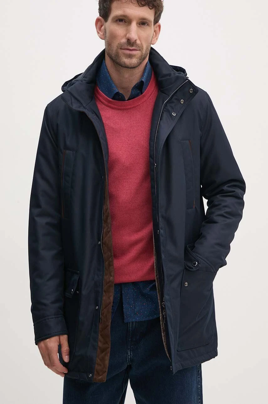 Paul&Shark Navy Typhoon Waterproof Hooded Car-Coat W/ Alcantara Trim - Paul & Shark 5 Paul&Shark Navy Typhoon Waterproof Hooded Car-Coat W/ Alcantara Trim - Paul & Shark - Image 3