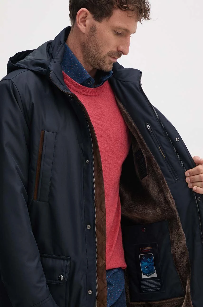 Paul&Shark Navy Typhoon Waterproof Hooded Car-Coat W/ Alcantara Trim - Paul & Shark 9 Paul&Shark Navy Typhoon Waterproof Hooded Car-Coat W/ Alcantara Trim - Paul & Shark - Image 7