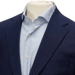 Blue Micro Check Dallas Contemporary Fit Unconstructed Wool Suit - Jack Victor 10 Blue Micro Check Dallas Contemporary Fit Unconstructed Wool Suit - Jack Victor -ETON Store Blue Check Jack Victor Suit 07