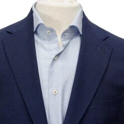 Blue Micro Check Dallas Contemporary Fit Unconstructed Wool Suit - Jack Victor 14 Blue Micro Check Dallas Contemporary Fit Unconstructed Wool Suit - Jack Victor -ETON Store Blue Check Jack Victor Suit 08