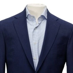 Blue Micro Check Dallas Contemporary Fit Unconstructed Wool Suit - Jack Victor 11 Blue Micro Check Dallas Contemporary Fit Unconstructed Wool Suit - Jack Victor -ETON Store Blue Check Jack Victor Suit 09