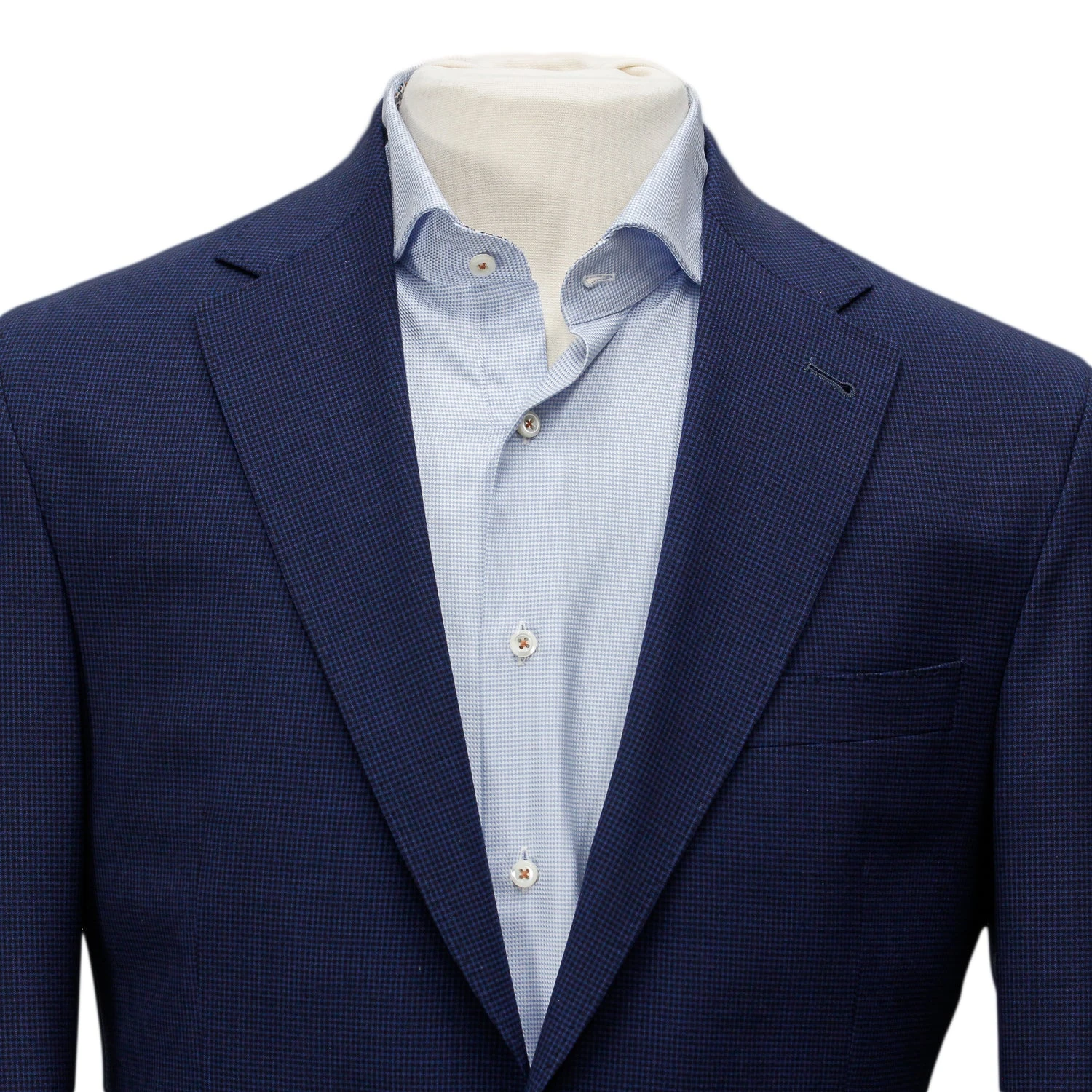 Blue Micro Check Dallas Contemporary Fit Unconstructed Wool Suit - Jack Victor 5 Blue Micro Check Dallas Contemporary Fit Unconstructed Wool Suit - Jack Victor - Image 3