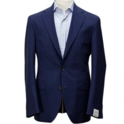Blue Micro Check Dallas Contemporary Fit Unconstructed Wool Suit - Jack Victor