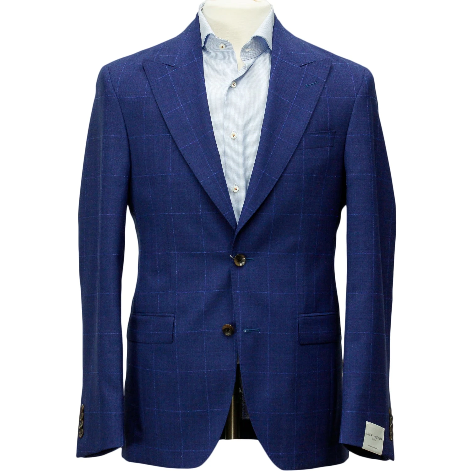 Blue Neat Windowpane Check Marcus Contemporary Fit Suit - Jack Victor 3 Blue Neat Windowpane Check Marcus Contemporary Fit Suit - Jack Victor
