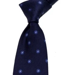 Dark Blue Floral Silk Woven Tie - Paolo Albizzati 7 Dark Blue Floral Silk Woven Tie - Paolo Albizzati -ETON Store Blue Floral PAOLO ALBIZZATI 2
