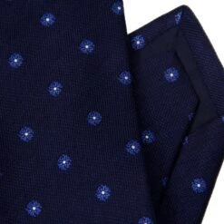 Dark Blue Floral Silk Woven Tie - Paolo Albizzati 9 Dark Blue Floral Silk Woven Tie - Paolo Albizzati -ETON Store Blue Floral PAOLO ALBIZZATI 4