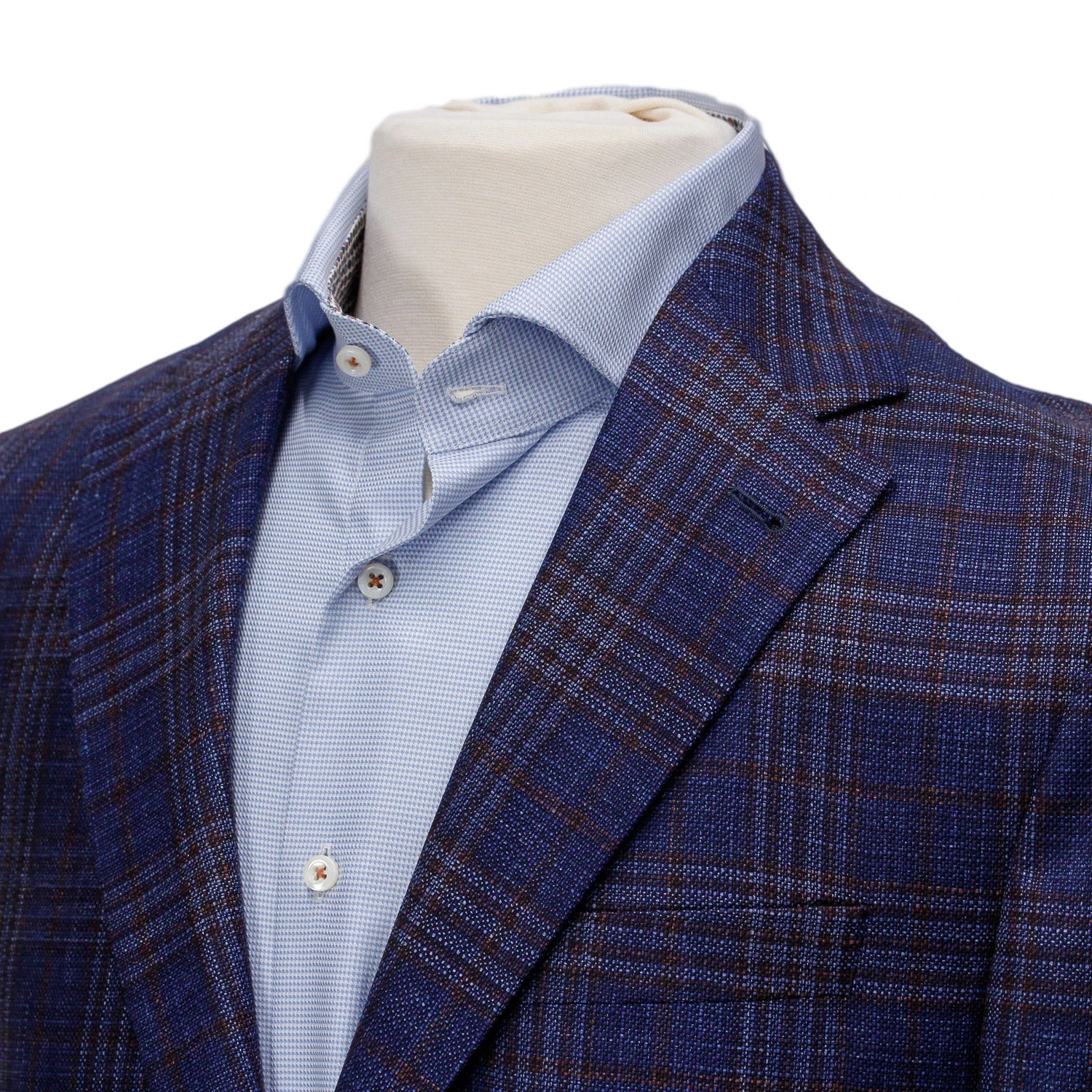Mid-Blue With Burgundy Check Midland Contemporary Fit Sport Coat Loro Piana - Jack Victor 8 Mid-Blue With Burgundy Check Midland Contemporary Fit Sport Coat Loro Piana - Jack Victor - Image 6