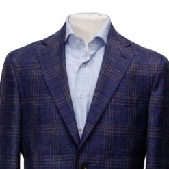 Mid-Blue With Burgundy Check Midland Contemporary Fit Sport Coat Loro Piana - Jack Victor 11 Mid-Blue With Burgundy Check Midland Contemporary Fit Sport Coat Loro Piana - Jack Victor -ETON Store Blue JACK VICTOR MIDLAND 4