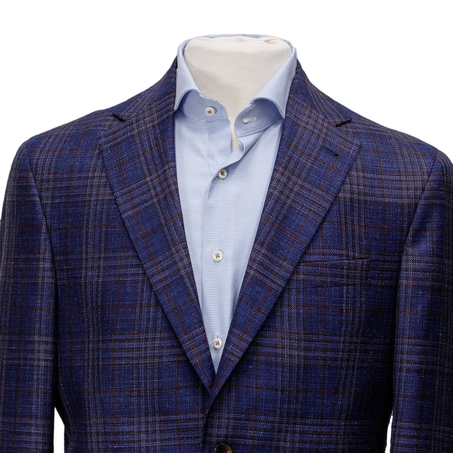 Mid-Blue With Burgundy Check Midland Contemporary Fit Sport Coat Loro Piana - Jack Victor 6 Mid-Blue With Burgundy Check Midland Contemporary Fit Sport Coat Loro Piana - Jack Victor - Image 4