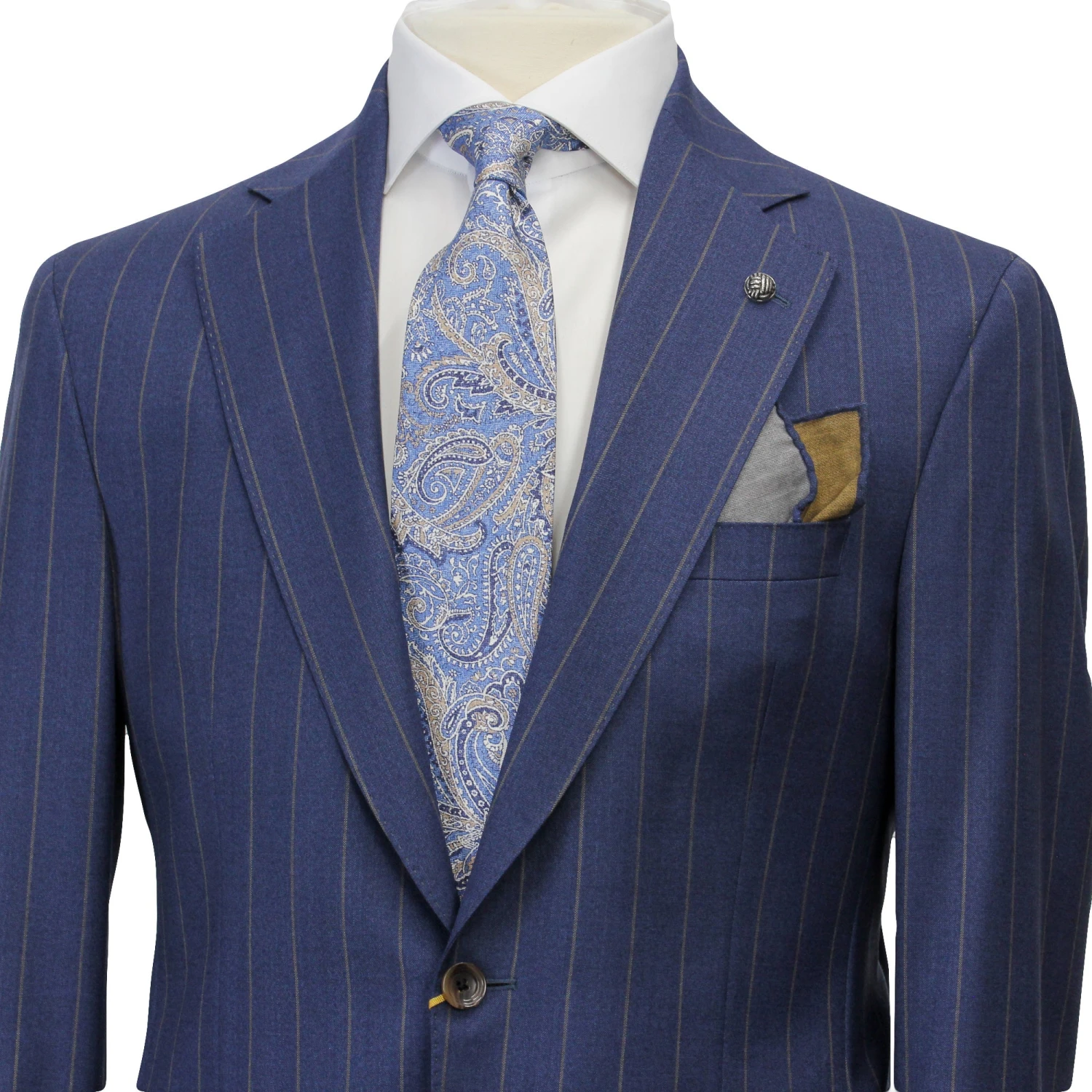 Blue Pin-Stripe Wool Mason Contemporary Trim Fit Suit - Jack Victor 6 Blue Pin-Stripe Wool Mason Contemporary Trim Fit Suit - Jack Victor - Image 4