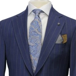 Blue Pin-Stripe Wool Mason Contemporary Trim Fit Suit - Jack Victor 13 Blue Pin-Stripe Wool Mason Contemporary Trim Fit Suit - Jack Victor -ETON Store Blue Jack Victor JVC30812 5