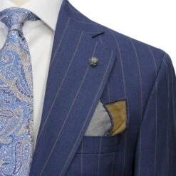 Blue Pin-Stripe Wool Mason Contemporary Trim Fit Suit - Jack Victor 14 Blue Pin-Stripe Wool Mason Contemporary Trim Fit Suit - Jack Victor -ETON Store Blue Jack Victor JVC30812 6