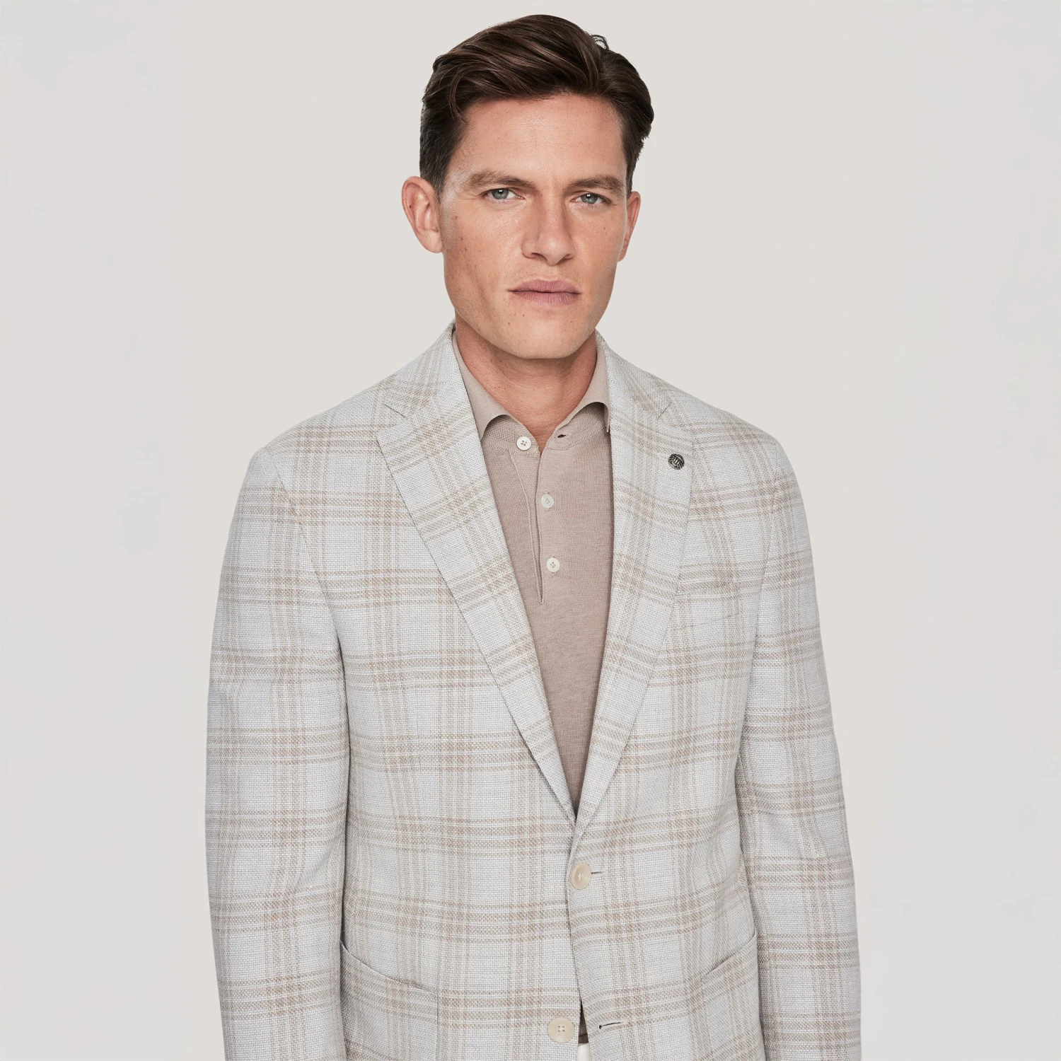 Light Grey And Tan Plaid Comfortwear Sport Jacket - Jack Victor 4 Light Grey And Tan Plaid Comfortwear Sport Jacket - Jack Victor - Image 2