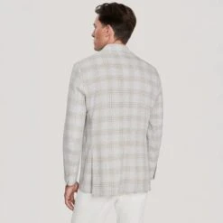 Light Grey And Tan Plaid Comfortwear Sport Jacket - Jack Victor 10 Light Grey And Tan Plaid Comfortwear Sport Jacket - Jack Victor -ETON Store C01225 92167